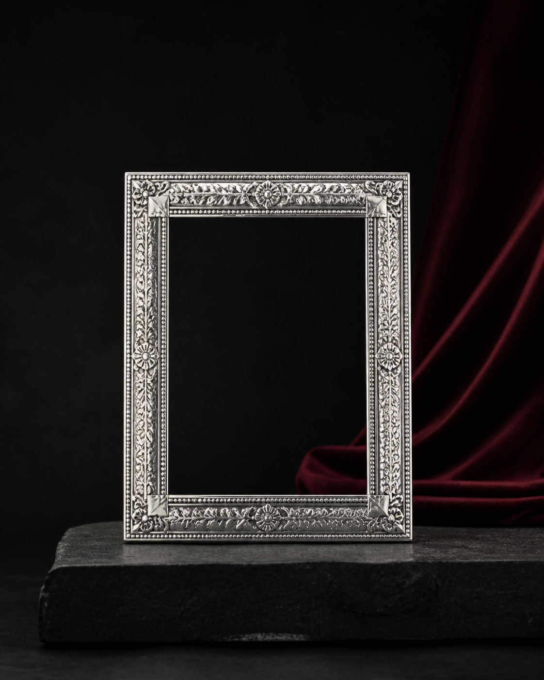 Engraved silver picture frame