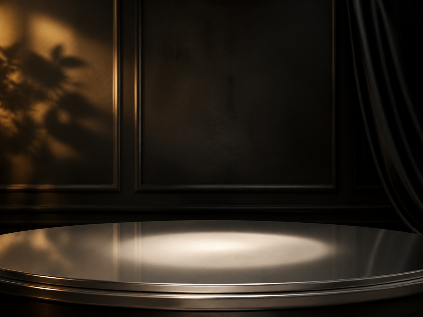 Polished silver surface in warm light
